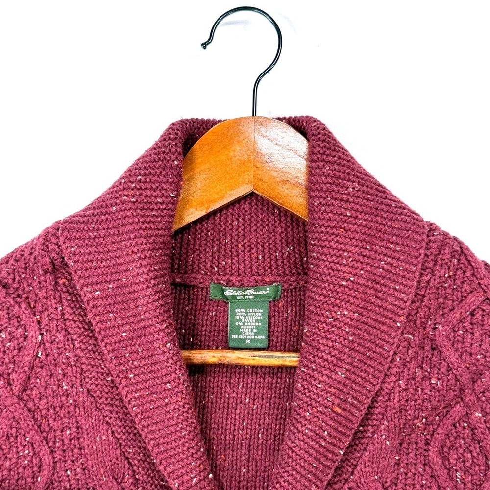 Eddie Bauer,‎ Women's Cardigan Sweater Burgundy Cable Knit Button Front, Sz M